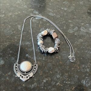 Elegant Silver tone and White Jewelry Set